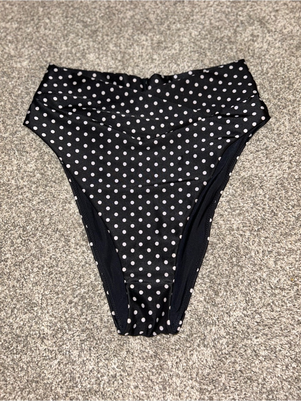 Aerie Black and White Polka Dot High-Rise Bikini Bottoms